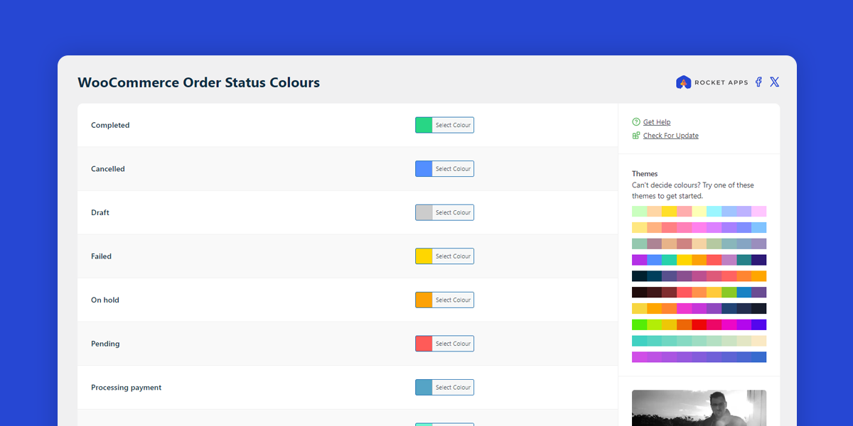 The settings interface of the WooCommerce Order Status Colours plugin for WordPress