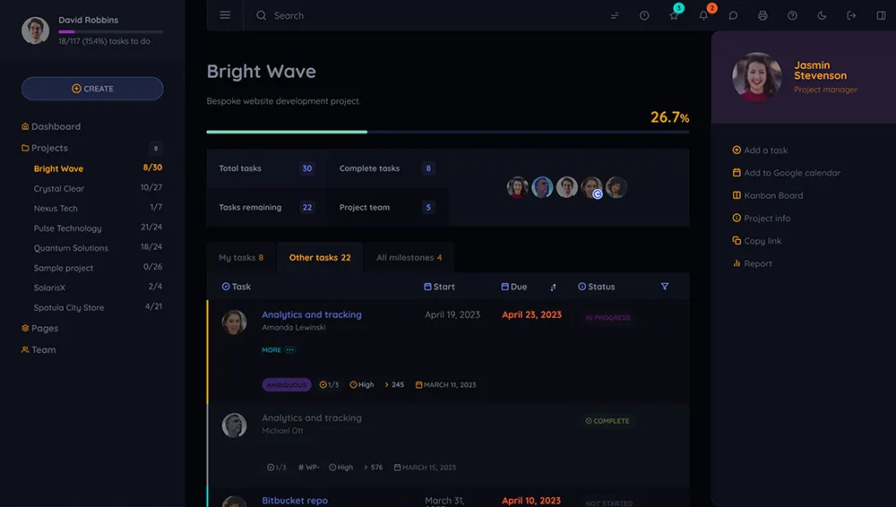 An elegant, feature-packed and user-friendly project management theme on WordPress, offering both beauty and functionality. - Dark & light modes
