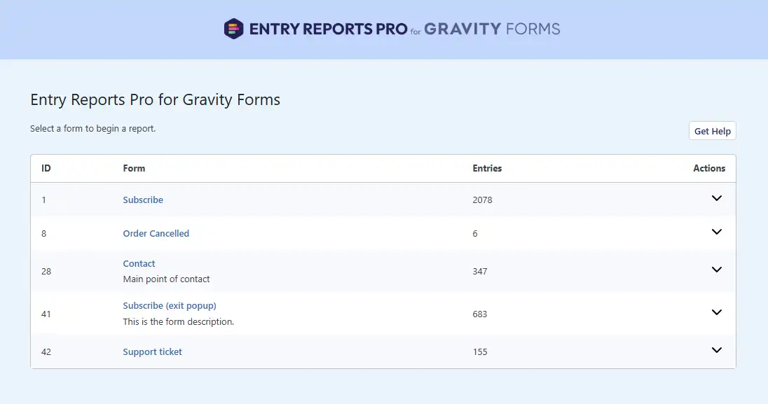 Get instant insights into Gravity Forms entries with intuitive visualisation, exporting options and automated email reports. - Made for Gravity Forms