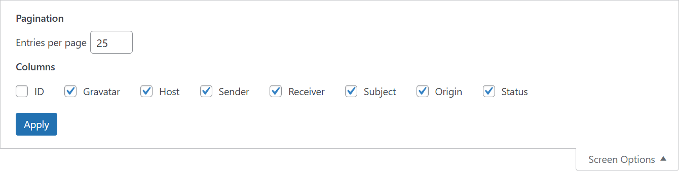 Email logging for WordPress Plugin